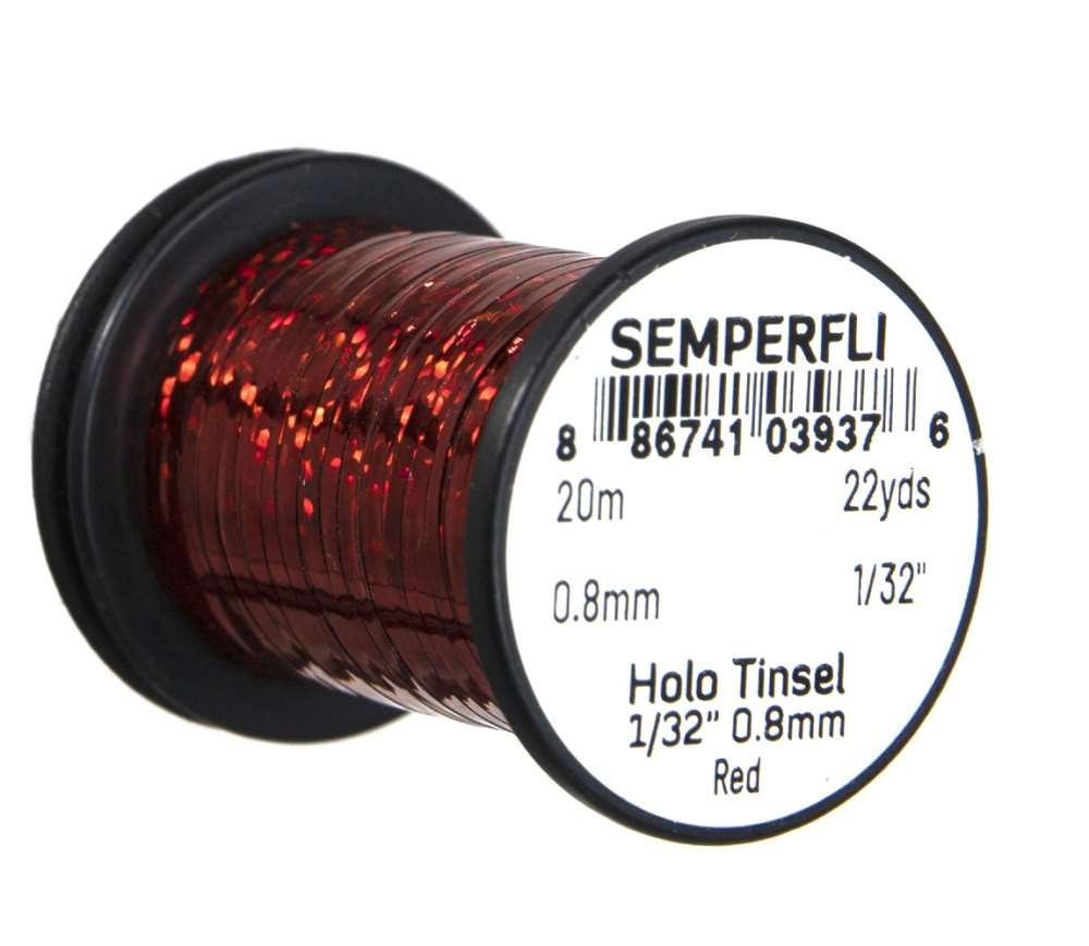 Semperfli Spool 1/32'' Holographic Red Tinsel Fly Tying Materials (Pack Size 2000cm)